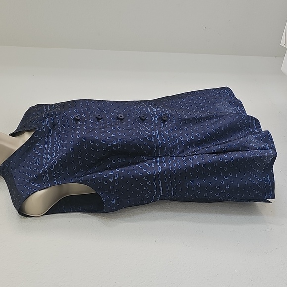 Escade Elements Silk Navy Blue  Womens Seelves Top Size US M  European 42 - Picture 2 of 10